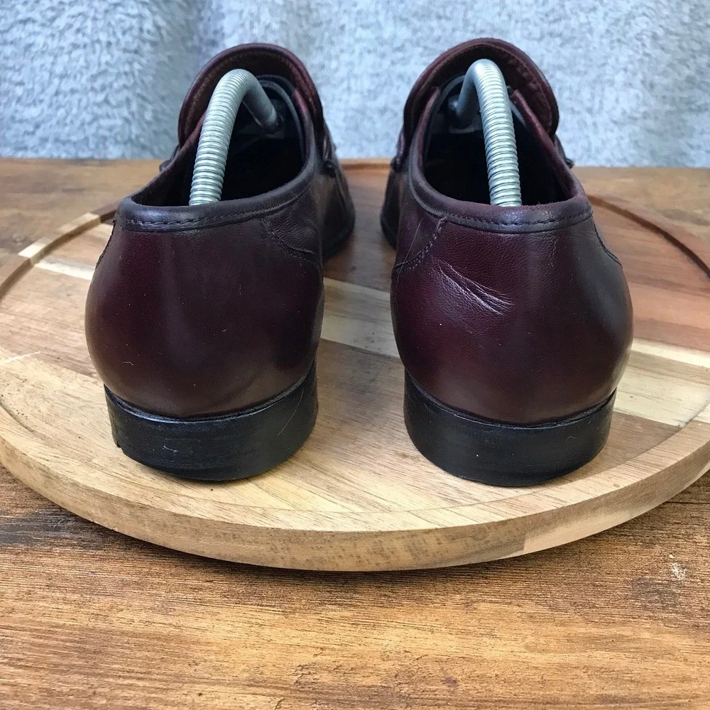 Allen Edmonds Bergamo Loafers Mens 11 D Burgundy Italian Leather Dress Shoes